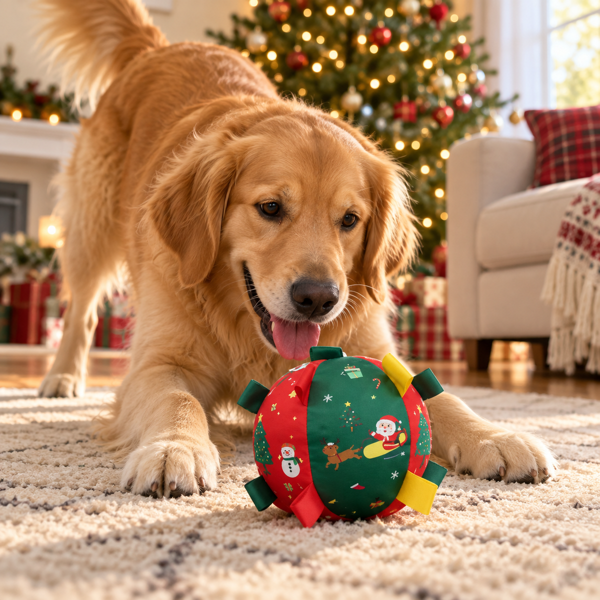 JinglePawBall™ Christmas Squeaky Dog Ball