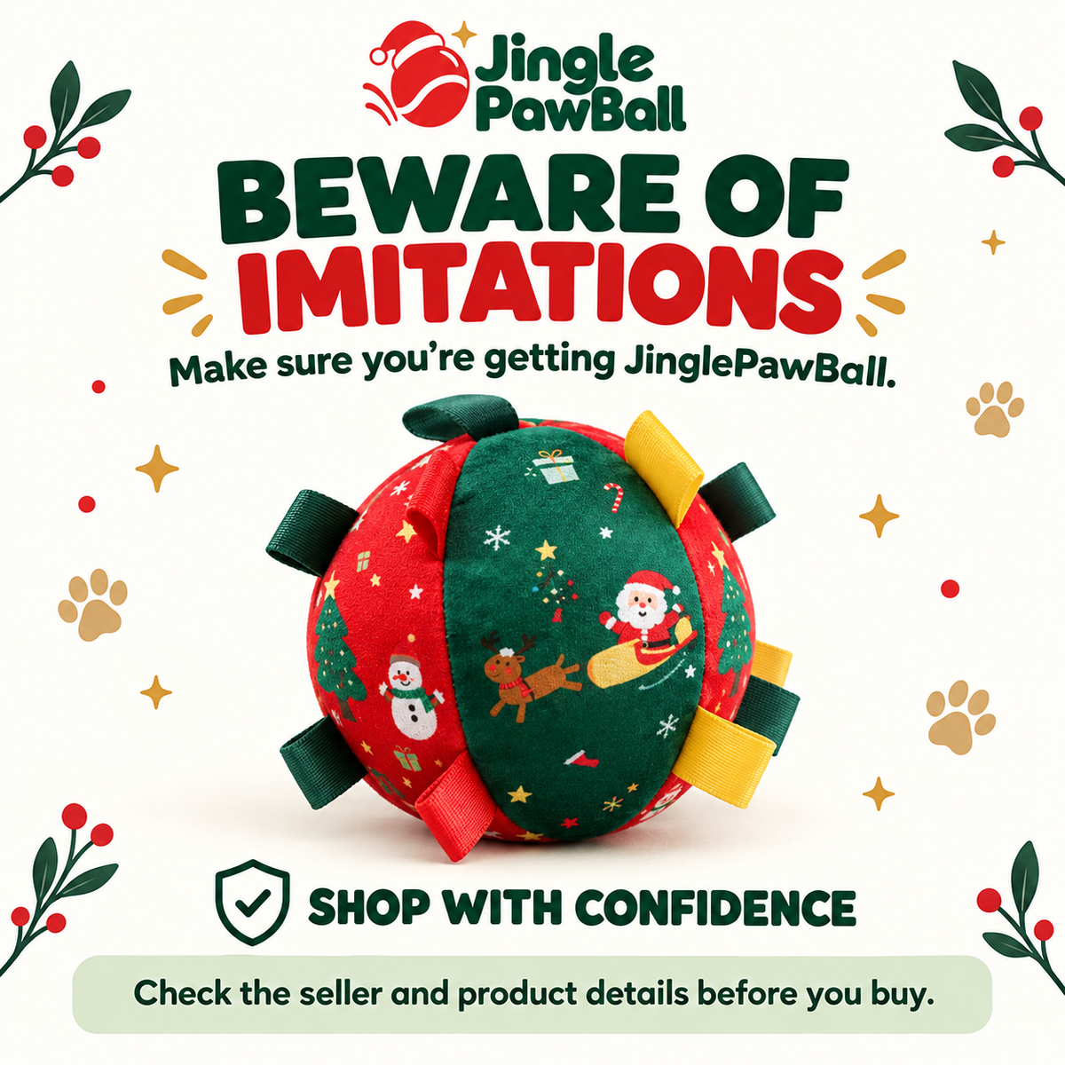 JinglePawBall™ Christmas Squeaky Dog Ball